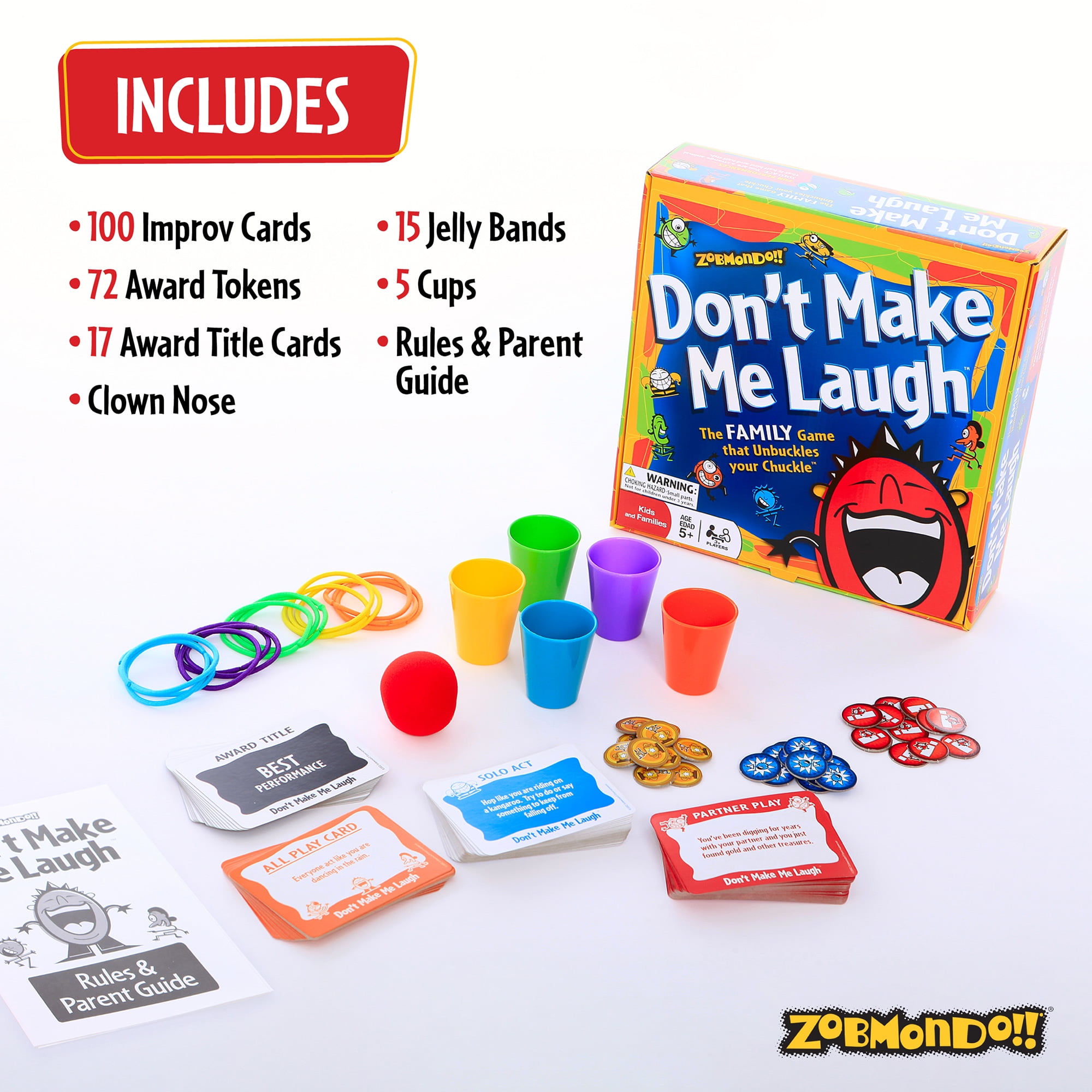 Zobmondo!! Don't Make Me Laugh Silly Charades Party Game, Fun for Families and Children 5+