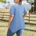 thumbnail image 3 of WCMZJ Women Plus Size Tops Cut Out V Neck Short Sleeve Blouses Side Slit Dressy Casual Tunic Tops to Wear with Leggings Light Blue 4XL, 3 of 7