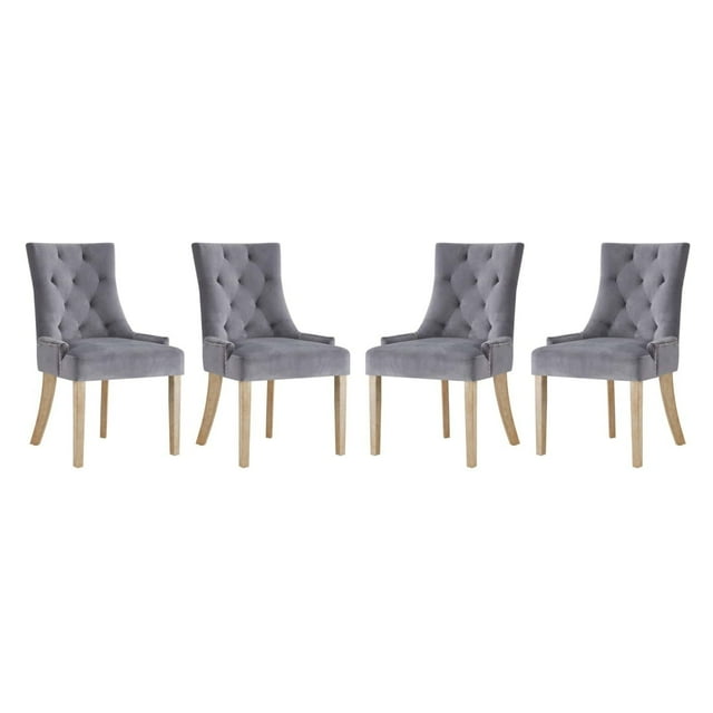 Modway Pose Chaise de Salle à Manger Moderne en Velours de Performance de 19 Pouces Gris (Ensemble de 4)