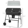thumbnail image 5 of Barrel Charcoal BBQ Grill with 420 sq.in. Cooking Area, Outdoor Barbecue with Wheels, Ash Catcher and Built-in Thermometer for Patio Picnic, Backyard Party, Black, 5 of 9