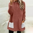 thumbnail image 2 of AherBiu Fleece Sweatshirt for Women Crewneck Pajama Pullover Tops Fuzzy Warm Homewear Shirts with Pocket, 2 of 6