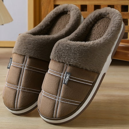 

TANGNADE Men Winter Home Cotton Slides Christmas Antlers Print Thermal Slippers Casual Home Shoes