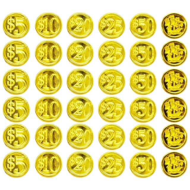 48pcs Interesantes monedas de elementos piratas recolectando accesorios para juegos Juguetes para monedas para el hogar
