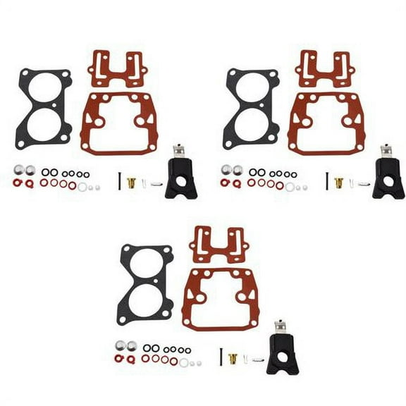 3 x Carburetor Carb Repair Rebuild Kit with Float Fit for Johnson Evinrude V4 85 90 100 115 125 140 HP and V6 150 155 175 185 200 235 HP