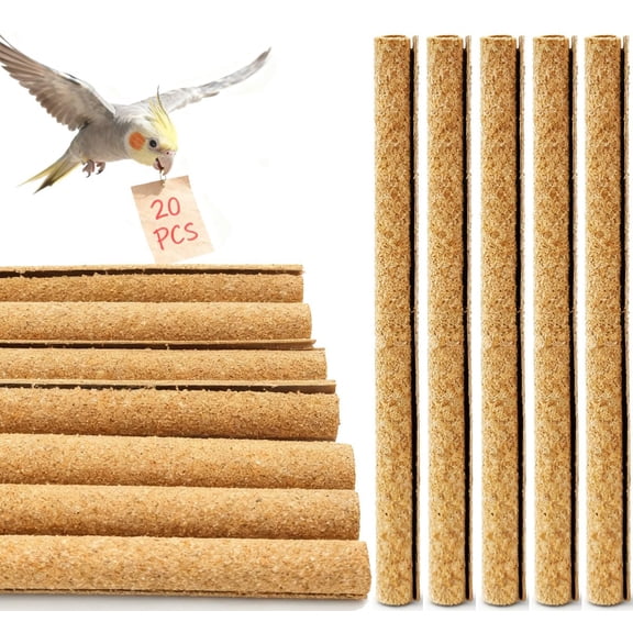 ZywShop 20-Pack Sanded Perch Covers for Parakeets - Bird Perchs Covers 7.5" L x 3/8" D Bird perches for Parakeets, Lovebirds, Parrotlets, Canaries and Other Small Birds (20pcs Small 7.5" L x 3/8" D)