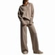thumbnail image 2 of Conjuntos de Dos Piezas para Mujer, Sudadera de Larga con Cuello en V y Pantalones Anchos, Conjuntos de Chándal para Estar en Casa Caqui S, 2 of 9