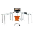 thumbnail image 1 of RTA Home and Office CT-013LR Clear Tempered Glass Corner Computer Desk with Left and Right Extention tables, 1 of 1
