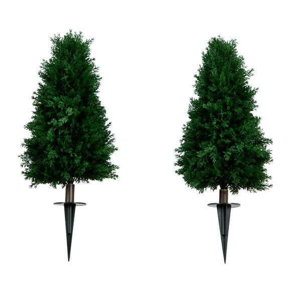 Nearly Natural 2.5ft. UV Resistant Artificial Cedar Plant with Integrated Ground Stake (Indoor/Outdoor) - Set of 2