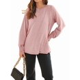 thumbnail image 2 of Blusas de Larga para Mujer, con Cuello Redondo Plisado, Informales, de Negocios, Ropa de Moda. Rosa XL, 2 of 6