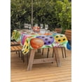 thumbnail image 2 of Easter Colorful Eggs Outdoor Tablecloth - 52x70 Inch Rectangle Dining Table Cover, Spring Floral Polka Dot Green Striped Waterproof Outdoor Table Cloth with Umbrella Hole & Zipper for Picnic/Patio, 2 of 7