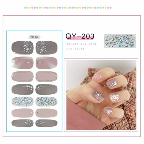Awdenio Nail Art Accessories, Full Nail Wraps Nail Polish Strips Stickers Gradient Glitter Stick on Gel Nail Polish Strips for Nail Art for Women Girls