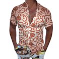 thumbnail image 1 of Camisas Para Hombre Hombres Casual Manga corta Primavera Verano Turndown Neck 3D Impreso Camisas Moda Top Blusa Camisas (Coffee, XXL), 1 of 4