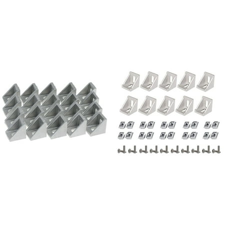 

20Pcs 2020 Corner Fitting Angle Aluminum 20 X 20 L Connector Bracket & 50Pcs 2020 Series Aluminum Connector Set