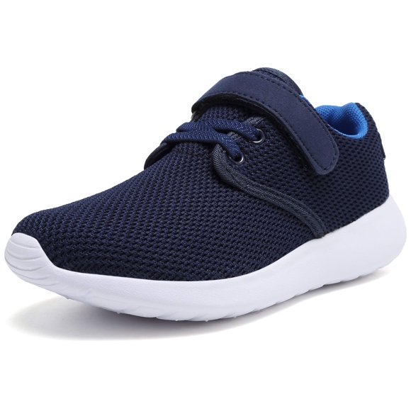 TOEDNNQI Boys Girls Sneakers Kids Lightweight Breathable Strap Athletic Running Shoes for Toddler/Little Kid/Big Kid 179-Blue/White Size 13
