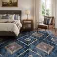thumbnail image 2 of KoshiMe 8'x10' Area Rugs for Living Room, Machine Washable Rugs Non-Slip, Low Pile Soft Print Pattern Western Rug for Bedroom, Dining Room, Office, Dark Blue, 2 of 9
