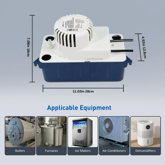 Condensate Removal Pump with Automatic Switch, 1/2 Gallon Rustproof