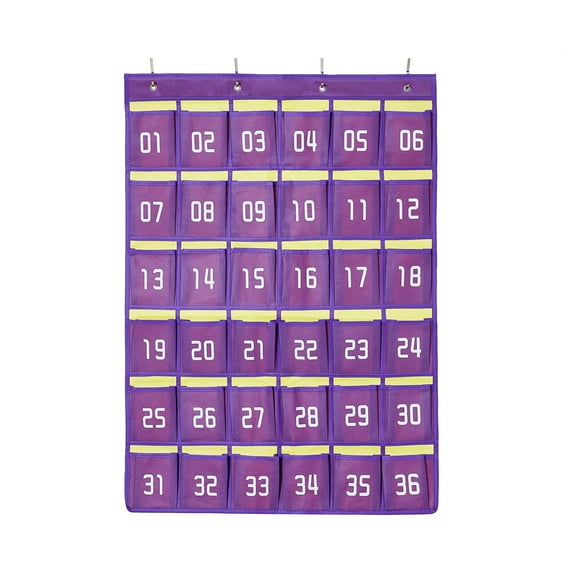 hirigin Non-woven Storage Bag Multi-grid Number Pattern Classroom Sundries Closet Pocket Hanging Phone Bracket with Hooks
