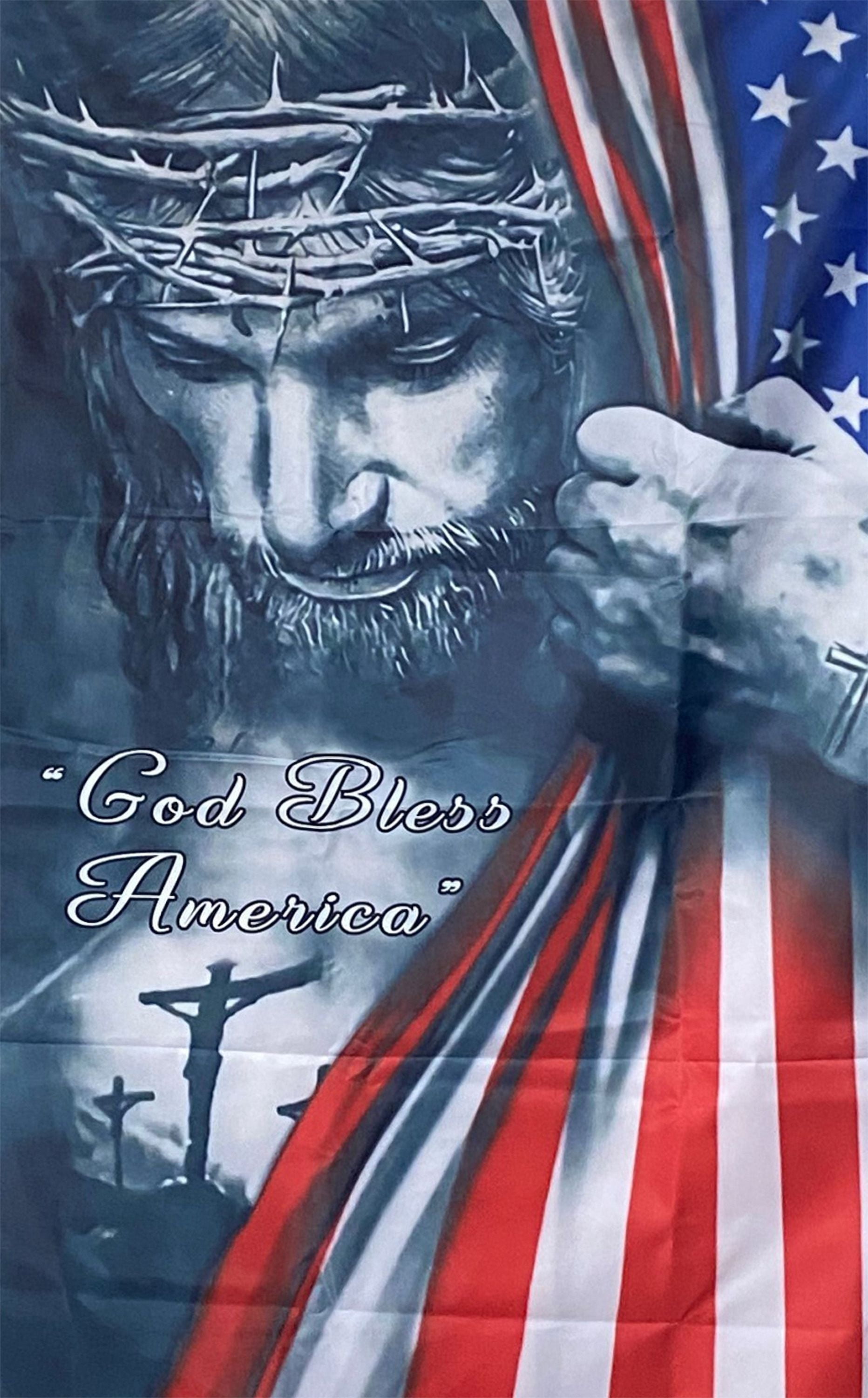 Jesus God Bless American One Nation under God Flag 3x5ft 3ply double sided Banner Outdoor Indoor Decoration