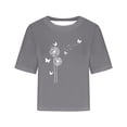 thumbnail image 3 of Women Drop Shoulder Round Neck Oversized Crop Tops Workout Tops Tees, 3 of 5