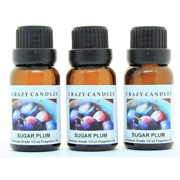 Crazy Candles Sugar Plum 3 Bottles 1/2 FL Oz Each (15ml) Premium Grade Scented Fragrance Oil MADE IN USA