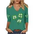 thumbnail image 2 of UAMVSH St Patricks Day V Neck Shirts for Women Lightweight 3/4 Sleeve Casual Blouses Comfy Soft Print Graphic Tops Gift for Women, 2 of 4
