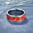 thumbnail image 3 of 8mm Steel Color Tungsten Carbide Ring for Unisex Red Grass Coral Inlay Size 7-12, 3 of 3