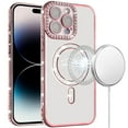 thumbnail image 2 of XPM for Apple iPhone 16 Pro Max Phone Case, Bling Case with Diamond Magnetic Circle, Transparent Slim Shockproof Hybrid Slim Fit Cover for iPhone 16 Pro Max (Rose Gold), 2 of 9