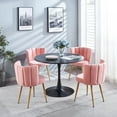thumbnail image 6 of Faux Fur Dining Chairs, Modern Dining Chair with Wood Color Metal Legs, Upholstered Dining Chairs, Accent Desk Chair Suitable for Dining Room, Living Room(Light Pink,Set of 2), 6 of 7