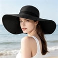 thumbnail image 3 of Loritta Sun Hats for Women Wide Brim Straw Embroidered Floppy Foldable UPF 50+ Beach Hats, Black, 3 of 6