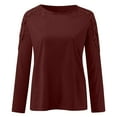 thumbnail image 4 of Brilliant Womens Clothes Women Casual Round-Neck Lace Hollow Out Long Sleeve Pullover Slimming Blouse T-shirt Tops Clearance Clothes under $5.00, 4 of 5