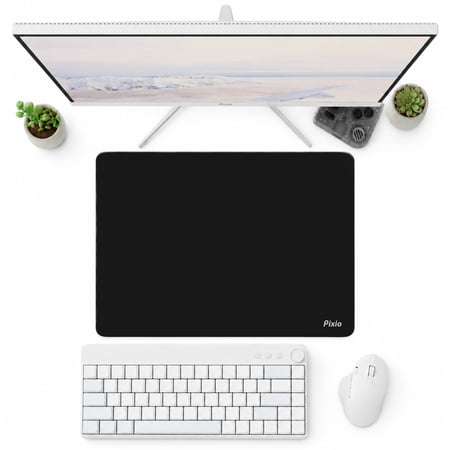 Pixio Wave Mouse Pads - 14.2 x 11.8 inch Medium Black Mousepad for Gaming, Office, Desktop Anti-Slip Waterproof Washable Computer Mouse Pad