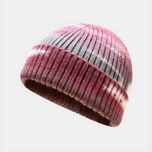 COCOpeaunt New Fisherman Beanie Women Winter Hats Beanies for Ladies Tie Dyed Bonnets Men Hip Hop Cap Short Hat Knitted Skullcap Gift