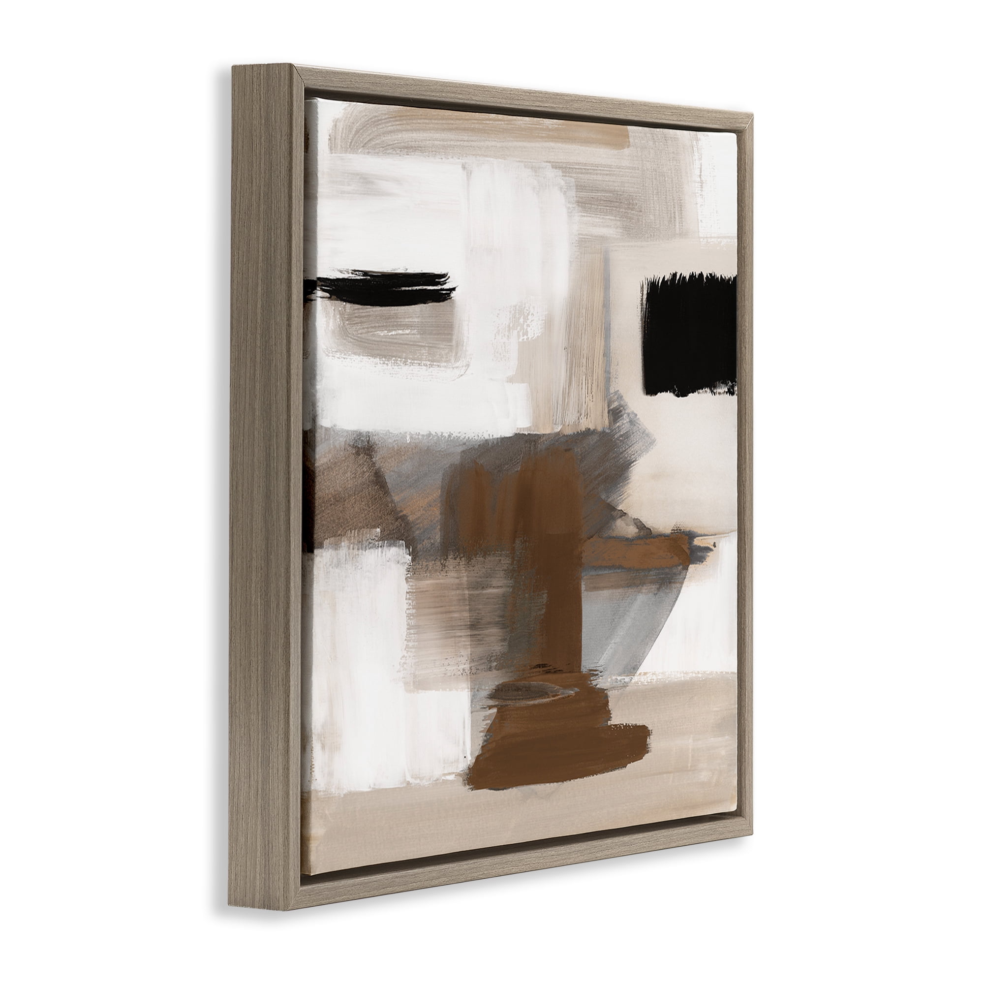 Stupell Industries Desert Impression Abstract Abstract Painting Brown Floater Framed Canvas Art Print Wall Art, 25 x 25