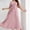 Pink, variant on COSFO Blue Womens Dresses Fall Solid Long Sleeve Crew Neck Casual Midi Dresses Belted Pleated Plus Size A-Line Dresses