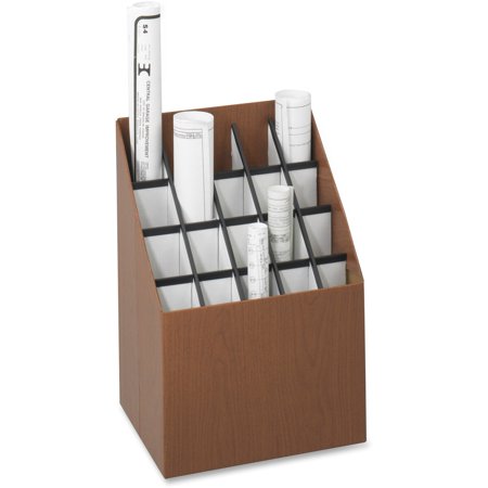Button Recycled Storage File - Upright Roll File, 20Compartment, Walnut