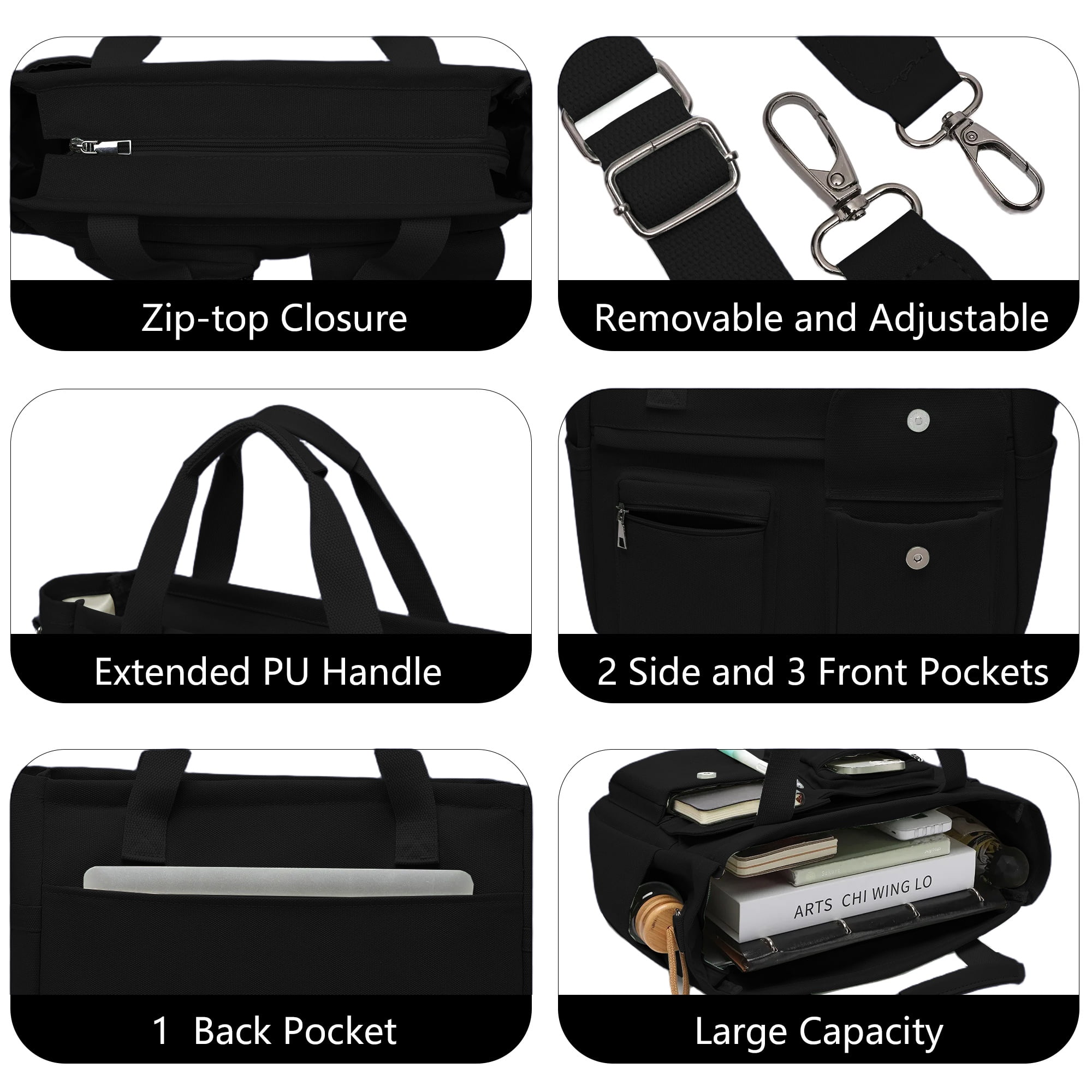 2pcs/set Large Canvas Tote Bag for Women, Laptop Work Bags Crossbody Shoulder Hobo Messenger Handbag Purse Travel Gym Totes