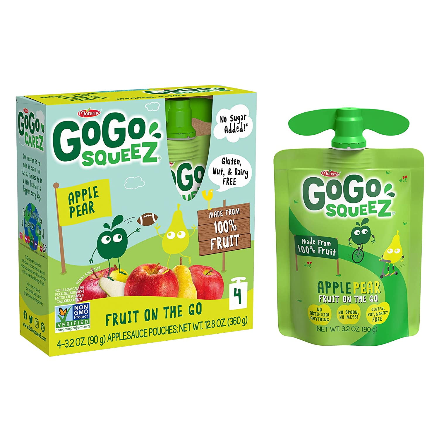 GoGo squeeZ Applesauce on the Go, Apple Pear, 3.2 Ounce (48 Pouches