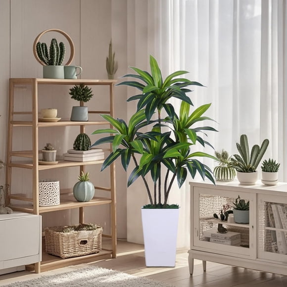 Artificial Dracaena Plant 5ft – Tall Faux Dragon Tree with Silk Leaves, Realistic Indoor Floor Decor for Living Room, Home, Office or Porch