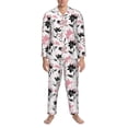 thumbnail image 3 of Sikiie Lilies Flowers Mens Pajama Set, Soft Warm Long Sleeve Sleepwear, Cozy Button-Down Pjs for Men-XX-Large, 3 of 7