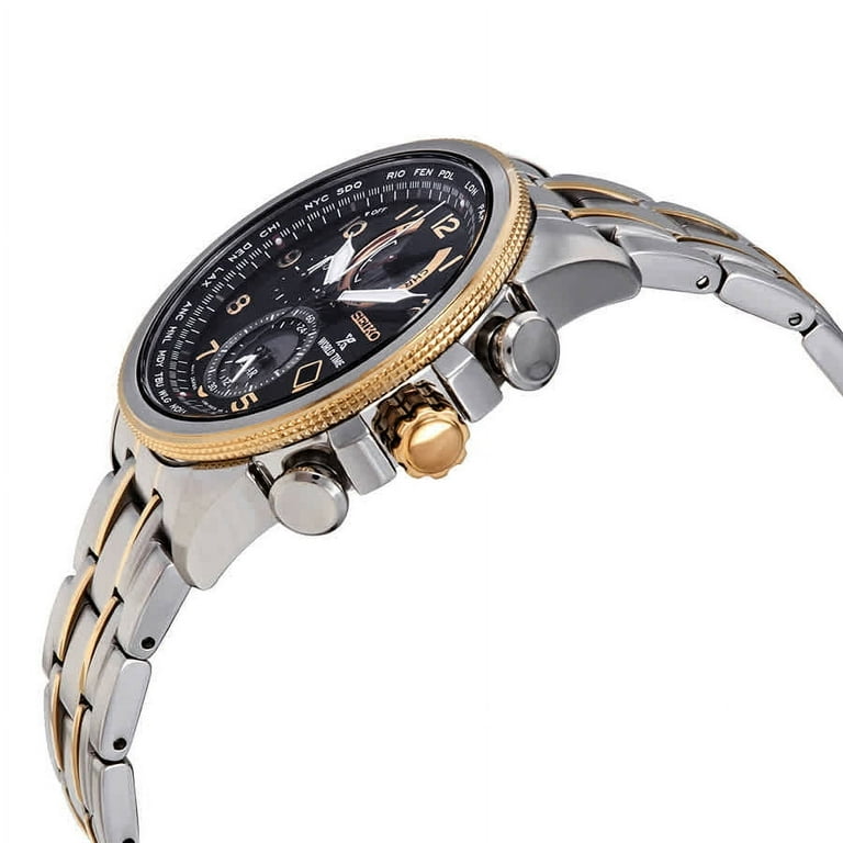 Seiko men's prospex world time on sale solar chronograph silvertone watch