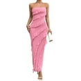 thumbnail image 3 of Women'S Sexy- Bodycon Elegant Tube Top Ruffle Maxi Cocktail Party Dresses Pink XL, 3 of 10