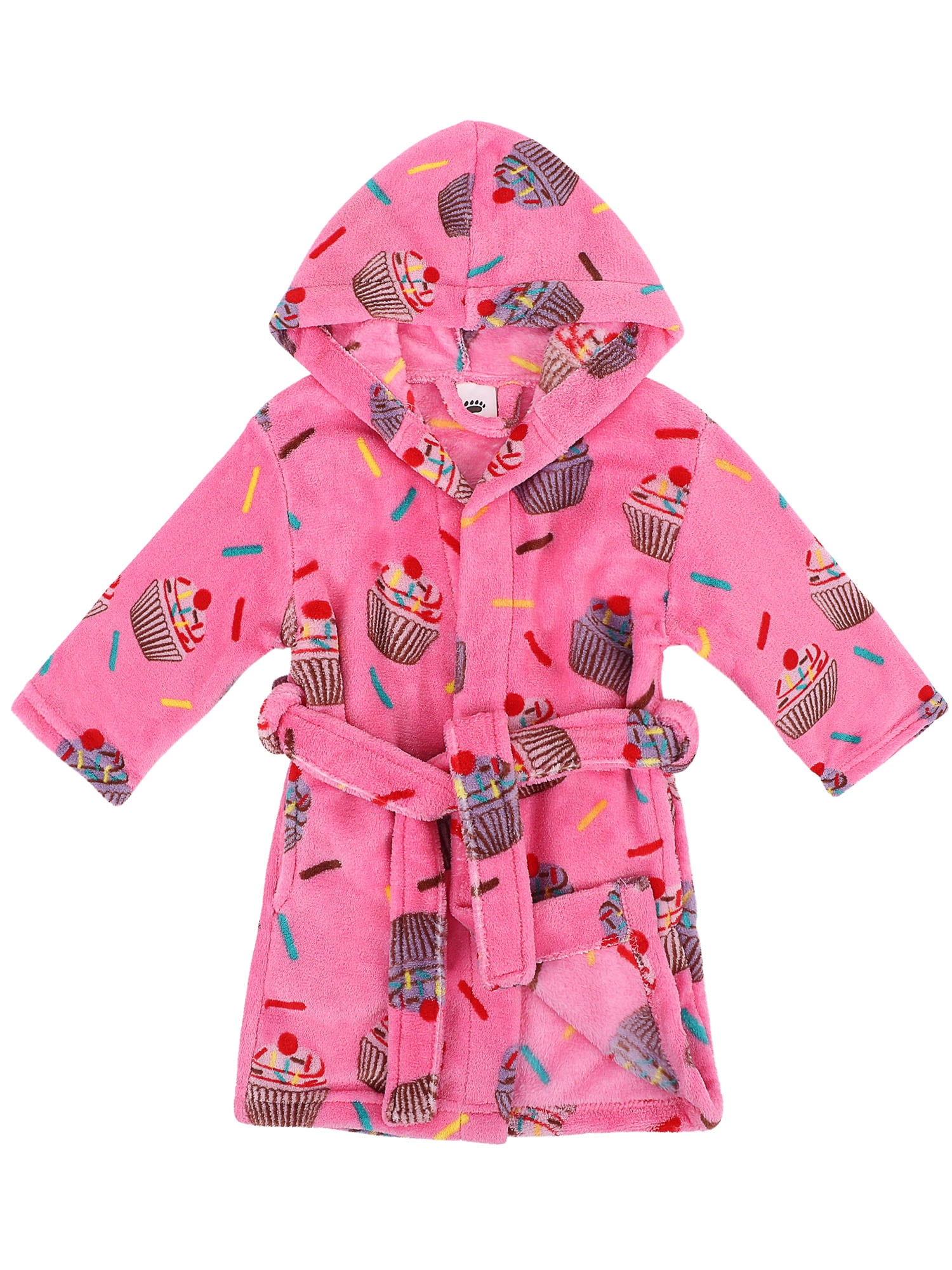 Kids Robe Bath Plush Super Soft Fleece Hooded Bathrobes Robe,Pink,XL