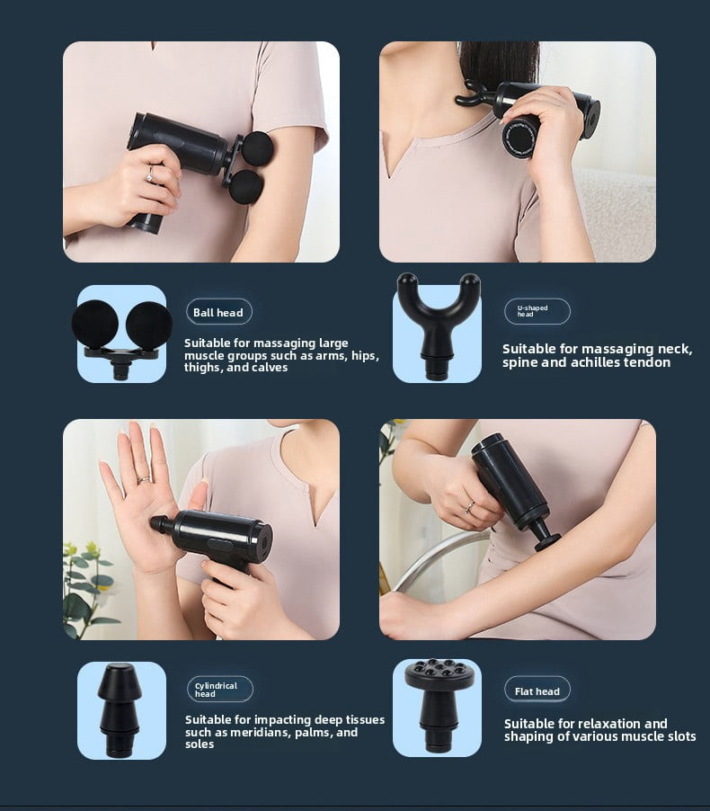 CNV Innovative Dual-Head Mini Massage Gun for Muscle Recovery, Portable Double-Node Percussion Massager with 6 Speeds, Deep Tissue Handheld Quiet Device, Type-C