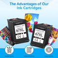 thumbnail image 4 of Cartucho de tinta negra Chromojet 67XL compatible con HP, paquete de 2, 4 of 7