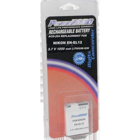 Power2000 ACD-294 Battery for Nikon EN-EL12, This is a Power2000 replacement lithium-Ion 3.7v 1050mAh rechargeable battery for the Nikon EN-EL12.., By Power 2000