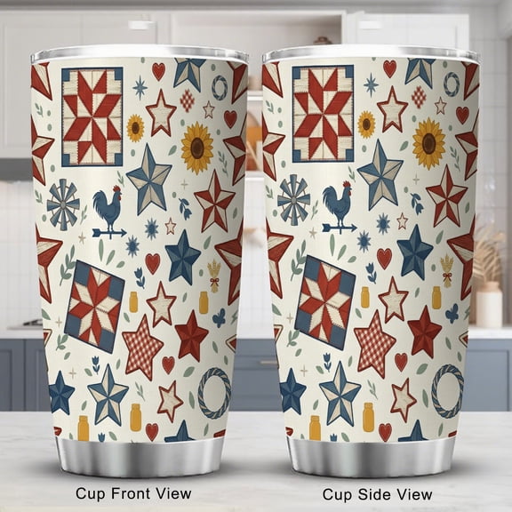 Patriotic Stars Stripes Tumbler 20oz with Lid 4th of July Travel Coffee Cup for Independence Day Holiday Birthday Party Favors
