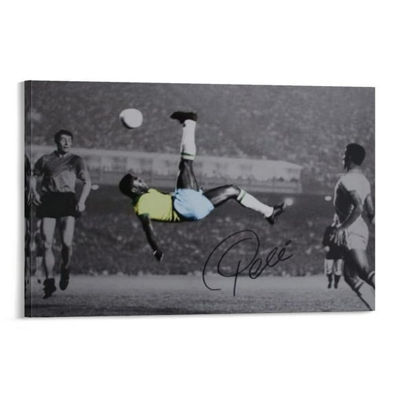 Pele Brazil Soccer Legend Signed Poster Canvas Art Poster and Wall Art Picture Print Modern Family bedroom Decor Posters 16x24inch(40x60cm)