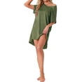 thumbnail image 2 of INSPIRE CHIC Women's Valentines Day Nightgown V Neck Soft Short Sleeve Loungwear Thigh Length Sleepdress S Green, 2 of 6