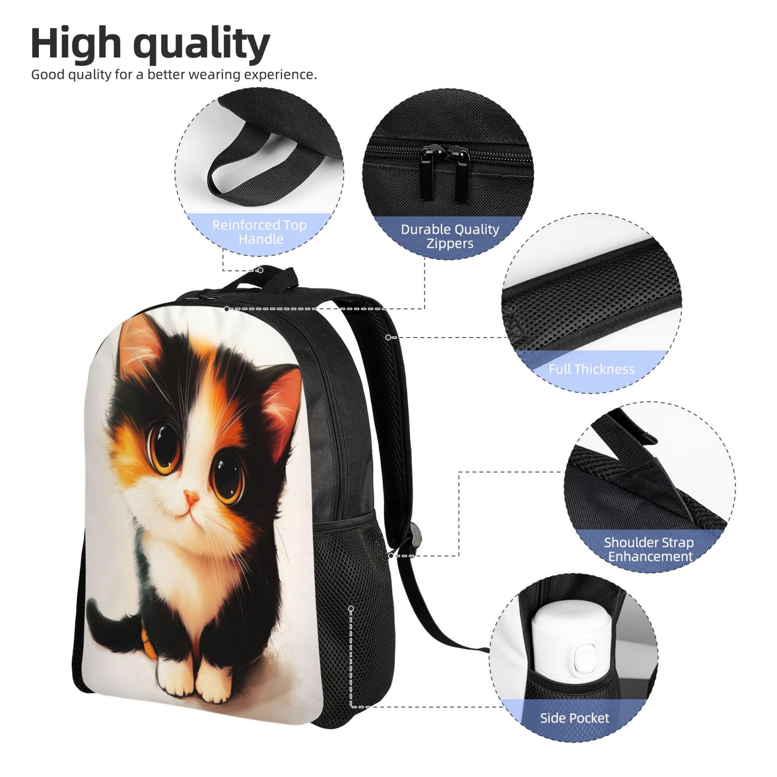 Cat Backpack Double Shoulder Backpack Durable, Spacious, Ergonomic Design for Travel, Work & Outdoor Use