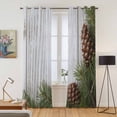 thumbnail image 2 of Kitchen Curtains 84 Inch Length 2 Panels, Vintage Pine Cones Grommets Window Treatment Curtain, Retro Botanical Watercolor Wooden Thermal Curtains Drapes for Living Room/Bathroom, 2 of 9